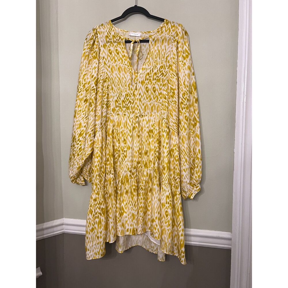 Annie Bing Pretty Patterned Yellow Dress size M